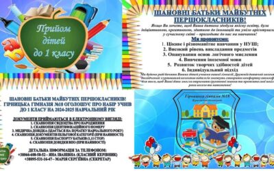 Шановні батьки майбутніх першокласників!